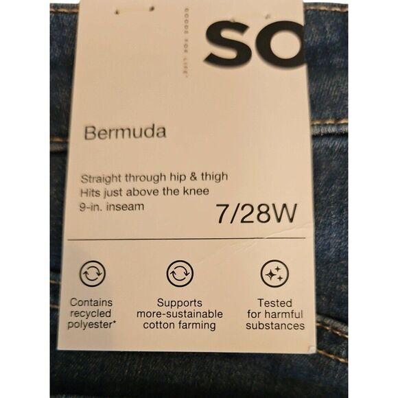 SO WOMENS BERMUDA JEAN SHORTS SZ 7/28 - Picture 4 of 4